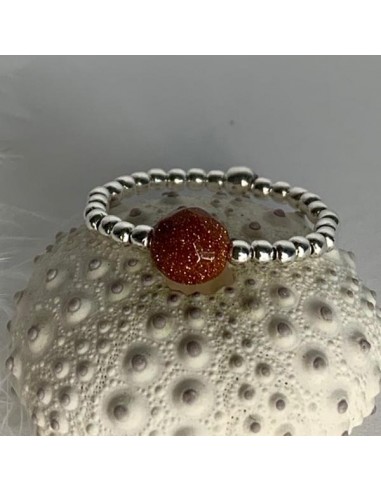 Silver 925 sandstone small beads ring
