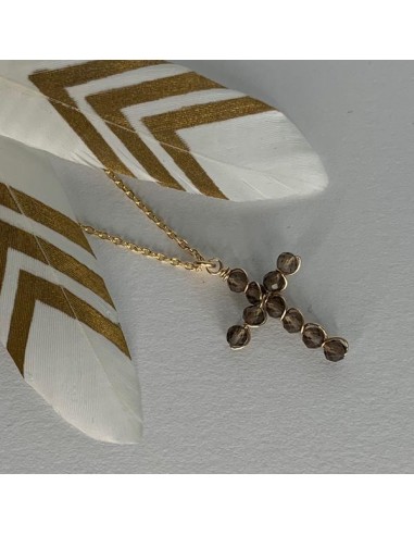 Gold plated small cross with smoky...