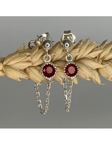 Silver 925 chain with red agate earrings