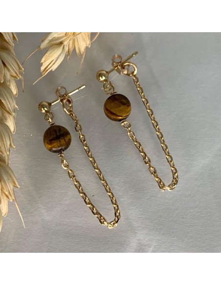 tiger eye earrings gold