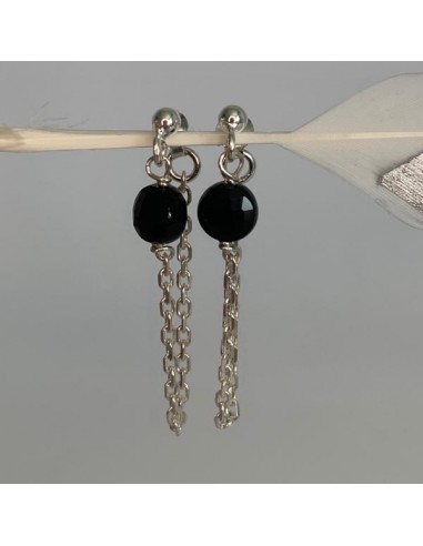 Silver 925 chain with onyx earrings