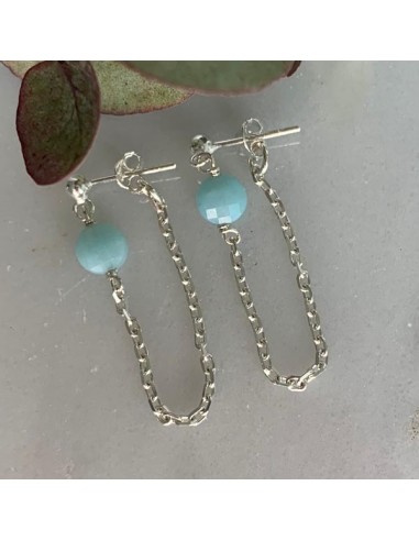 Silver 925 chain with amazonite earrings