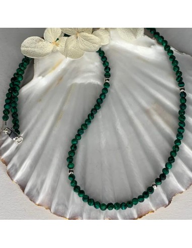 Silver 925 necklace with malachite