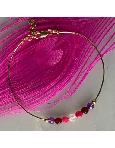 Gold filled thin bangle bracelet pink...