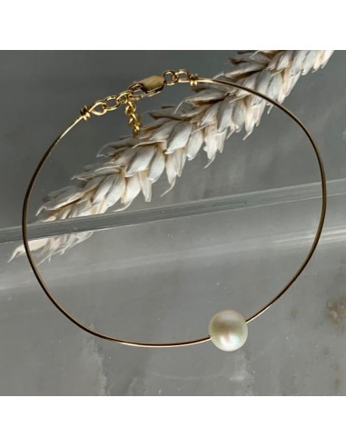 Bracelet jonc fin gold filled perle...