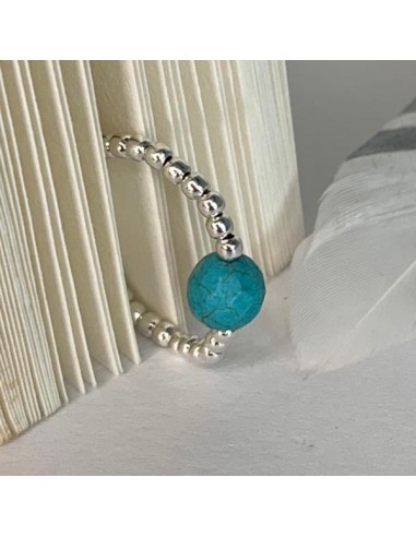Silver 925 turquoise small beads ring