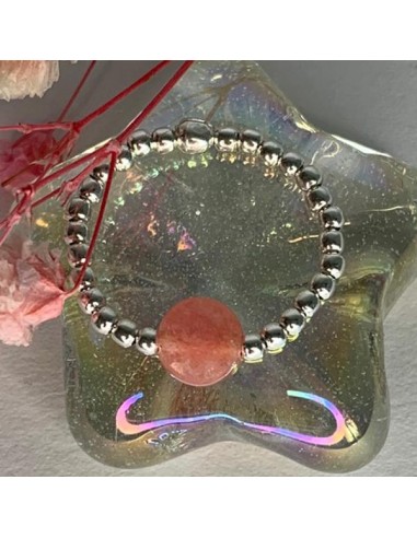 Silver 925 flat pink jade small beads...