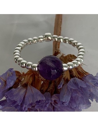Silver 925 amethyst small beads ring