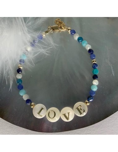 Gold plated Love bracelet with blue...