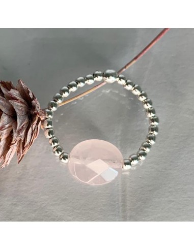 Bague mini perles argent quartz rose...