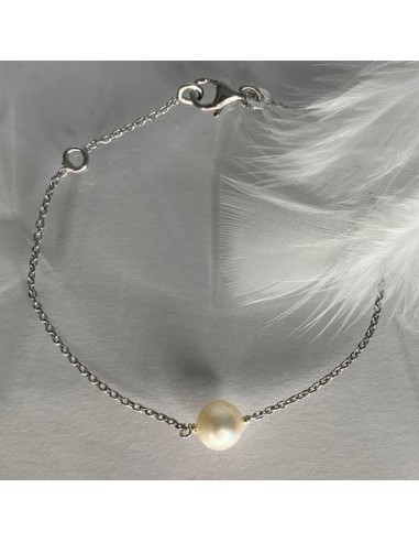 Bracelet chaine argent perle blanche...