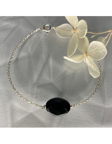 Silver 925 oval faceted onyx chain...