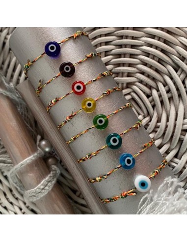 Bracelet cordon multicolore oeil