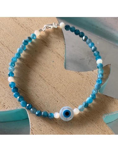 Silver 925 bracelet with apatite and eye