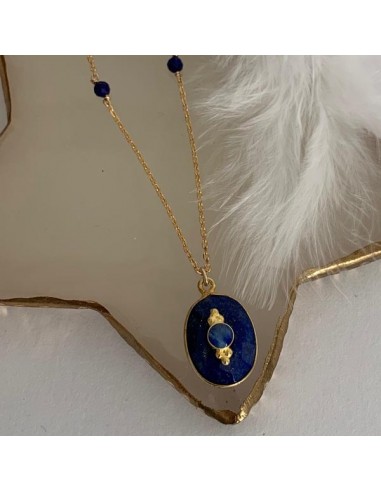 Gold plated faceted oval lapis lazuli...
