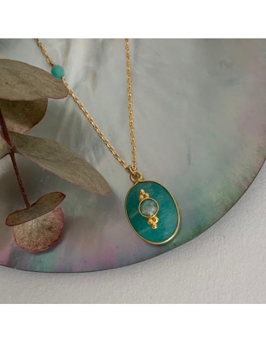 Gold plated faceted oval amazonite...