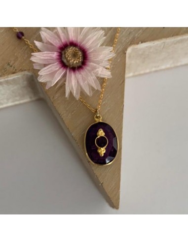 Gold plated faceted oval amethyst...