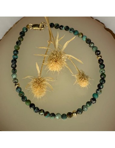 Bracelet plaqué or turquoise africaine