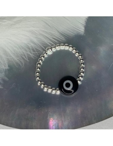 Silver 925 black eye small beads ring