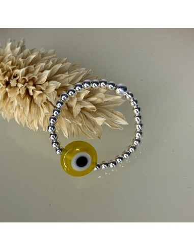 Silver 925 yellow eye small beads ring