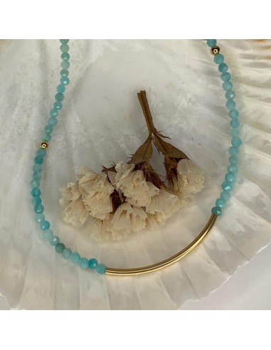 Gold plated necklace with amazonite...