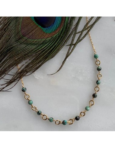 Collier plaqué or 11 turquoise africaine