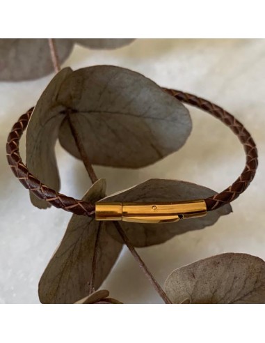 Brown leather breaded bracelet