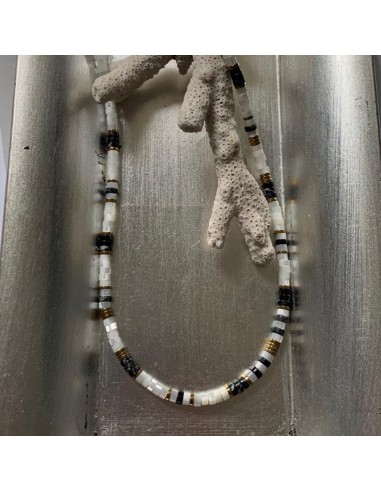 Mother of pearl and black jasper...