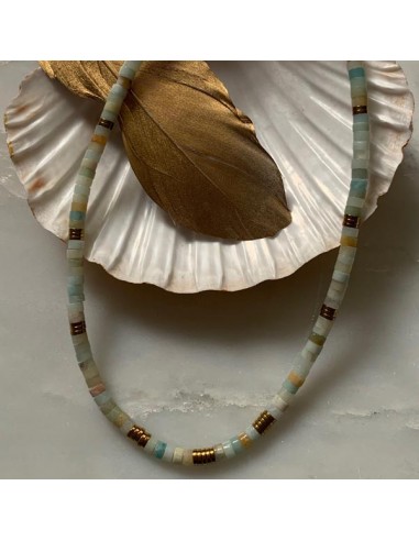 Amazonite and hematite Heishi necklace