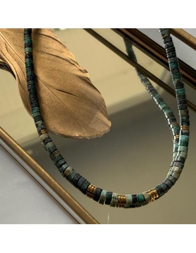 Collier Heishi turquoise africaine et...