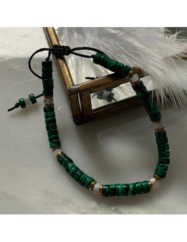 Malachite and mother of pearl Heishi...