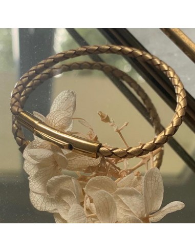 Gold leather breaded bracelet