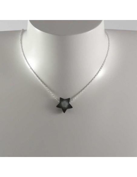 Collier chaine argent moyenne Etoile nacre grise 