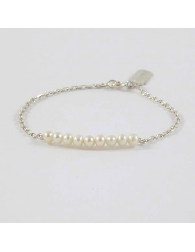 Bracelet chaine argent﻿﻿ Barrette perles d'eau douce blanches