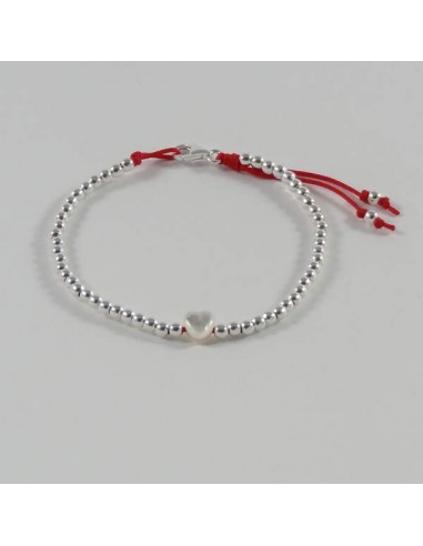 Bracelet Elise mini perles argent fermoir et coeur nacre blanche