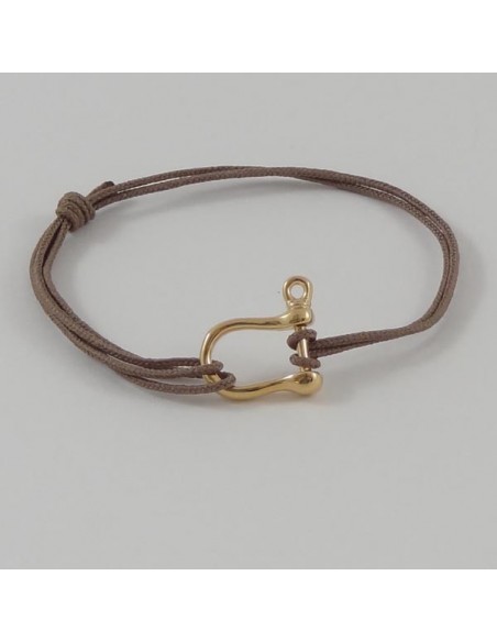 Bracelet cordon motif manille plaqué or moyenne