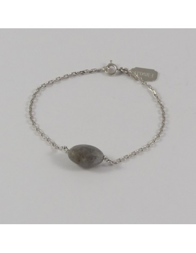 Bracelet chaine argent pierre Labradorite ovale facettée   