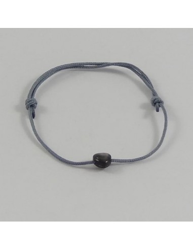 Bracelet cordon mini Coeur nacre grise