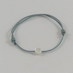 Bracelet cordon mini Coeur nacre blanche