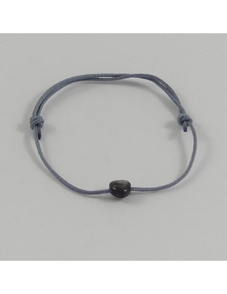 Bracelet cordon mini Coeur nacre grise