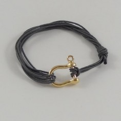 Bracelet cordon motif manille plaqué or