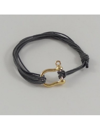 Bracelet cordon motif manille plaqué or