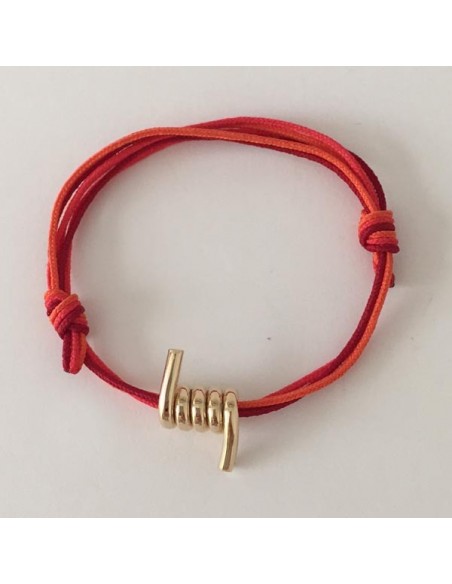 Bracelet cordon motif barbelé plaqué or