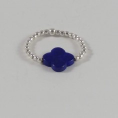 Bague minis perles argent Pierre croix Lapis lazuli
