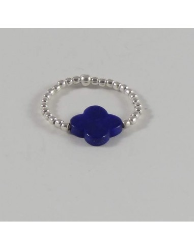 Bague minis perles argent Pierre croix Lapis lazuli