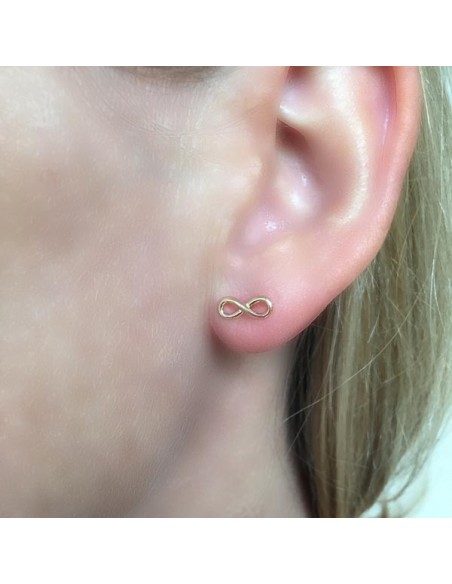 Zirconia Infinity-Sign Huggie Hanging Earrings (14K) – Popular J