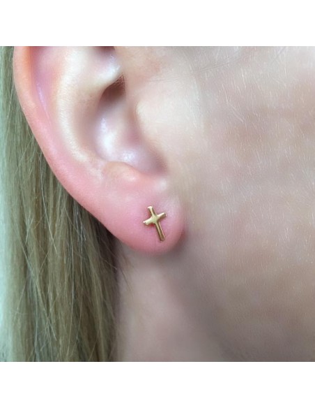 Boucles d'oreilles mini croix plaqué or