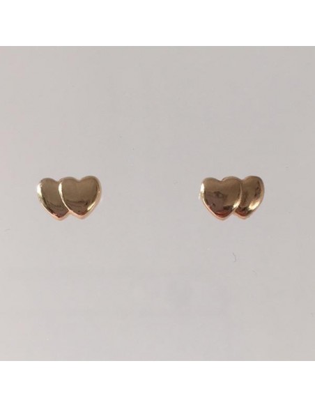 Small double hearts earrings gold plated