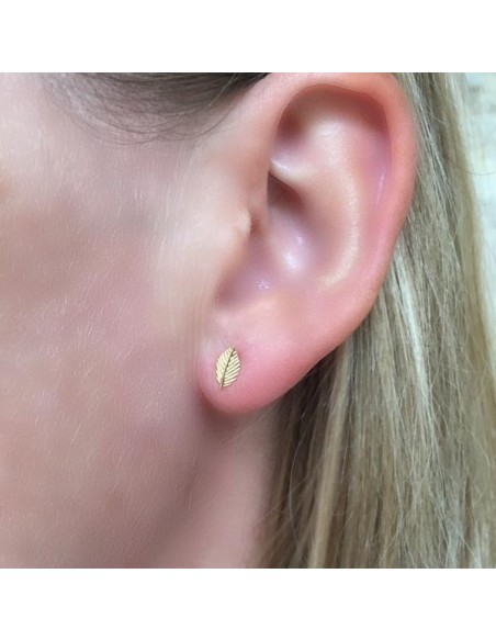 Boucles d'oreilles petites feuilles plaqué or