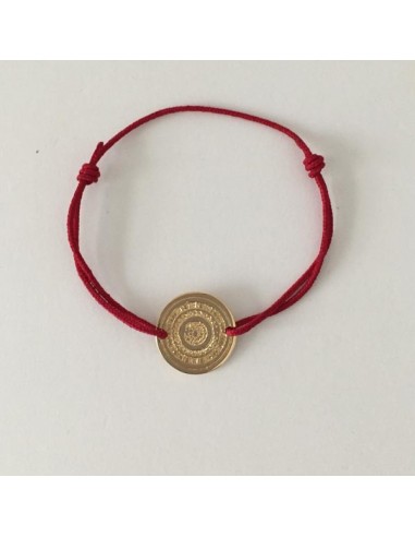 Bracelet cordon petite médaille ethnique plaqué or